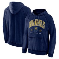 Men's Fanatics Branded Heather Navy Indiana Pacers Foul Trouble Snow Wash Raglan Pullover Hoodie