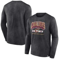 Men's Fanatics Branded Heather Charcoal Cleveland Cavaliers Front Court Press Snow Wash Long Sleeve T-Shirt