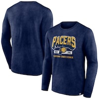Men's Fanatics Branded Heather Navy Indiana Pacers Front Court Press Snow Wash Long Sleeve T-Shirt