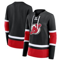 Women's Fanatics Branded  Black/Red New Jersey Devils Top Speed Lace-Up Pullover Sweatshirt