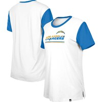 Women's New Era  White/Blue Los Angeles Chargers Third Down Colorblock T-Shirt