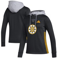 Women's adidas Black Boston Bruins Refresh Skate Lace AEROREADY Pullover Hoodie