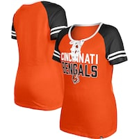 Women's New Era  Orange Cincinnati Bengals Raglan Lace-Up T-Shirt