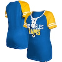 Women's New Era  Royal Los Angeles Rams Raglan Lace-Up T-Shirt