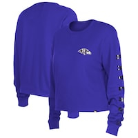 Women's New Era  Purple Baltimore Ravens Thermal Crop Long Sleeve T-Shirt
