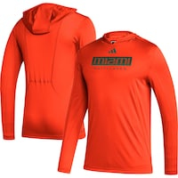 Men's adidas Orange Miami Hurricanes Sideline AEROREADY Hooded Long Sleeve T-Shirt