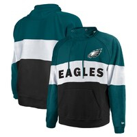 Men's New Era Midnight Green Philadelphia Eagles Big & Tall Current Colorblock Pullover Hoodie
