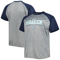 Men's Heather Gray Seattle Kraken Big & Tall Logo Raglan T-Shirt