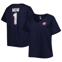 Women's Navy Houston Astros Mother's Day Plus Size Best Mom Ever V-Neck T-Shirt