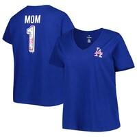 Women's Royal Los Angeles Dodgers Mother's Day Plus Size Best Mom Ever V-Neck T-Shirt