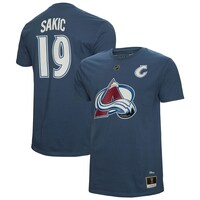 Men's Mitchell & Ness Joe Sakic Navy Colorado Avalanche  Name & Number T-Shirt