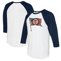Women's Tiny Turnip  White/Navy Minnesota Twins Baseball Flag 3/4-Sleeve Raglan T-Shirt