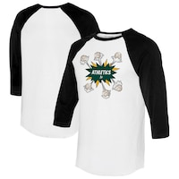Women's Tiny Turnip  White/Black Oakland Athletics Baseball Pow 3/4-Sleeve Raglan T-Shirt