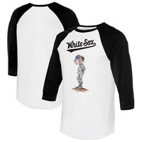 Women's Tiny Turnip White/Black Chicago White Sox Bubbles 3/4-Sleeve Raglan T-Shirt