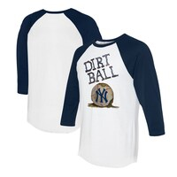 Women's Tiny Turnip  White/Navy New York Yankees Dirt Ball 3/4-Sleeve Raglan T-Shirt