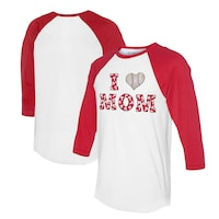 Women's Tiny Turnip White/Red Philadelphia Phillies I Love Mom 3/4-Sleeve Raglan T-Shirt