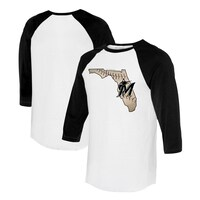 Unisex Tiny Turnip White/Black Miami Marlins State Outline 3/4-Sleeve Raglan T-Shirt