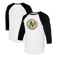 Unisex Tiny Turnip White/Black Oakland Athletics Stitched Baseball 3/4-Sleeve Raglan T-Shirt