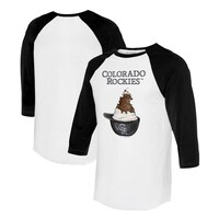 Unisex Tiny Turnip White/Black Colorado Rockies Sundae Helmet 3/4-Sleeve Raglan T-Shirt