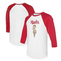 Unisex Tiny Turnip White/Red Cincinnati Reds Triple Scoop 3/4-Sleeve Raglan T-Shirt