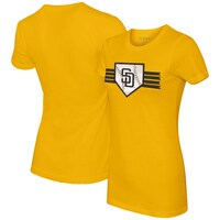 Women's Tiny Turnip Gold San Diego Padres Base Stripe T-Shirt