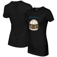 Women's Tiny Turnip Black Miami Marlins Burger T-Shirt