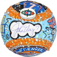 John Elway Denver Broncos Autographed Baseball - Hand Painted by Artist Charles Fazzino - AA0134611