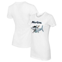 Women's Tiny Turnip White Miami Marlins Shark Logo T-Shirt