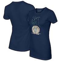 Women's Tiny Turnip Navy Seattle Mariners Spit Ball T-Shirt