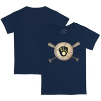 Infant Tiny Turnip Navy Milwaukee Brewers Baseball Cross Bats T-Shirt
