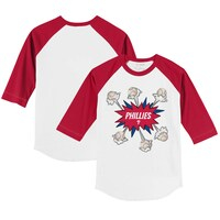 Infant Tiny Turnip White/Red Philadelphia Phillies Baseball Pow Raglan 3/4 Sleeve T-Shirt