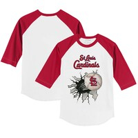 Infant Tiny Turnip White/Red St. Louis Cardinals Baseball Tear Raglan 3/4 Sleeve T-Shirt