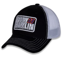 Women's Joe Gibbs Racing Team Collection Black/White Denny Hamlin Name & Number Patch Adjustable Hat