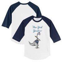 Infant Tiny Turnip White/Navy New York Yankees Bronto Raglan 3/4 Sleeve T-Shirt