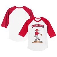 Infant Tiny Turnip White/Red Cincinnati Reds Clemente Raglan 3/4 Sleeve T-Shirt