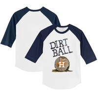Infant Tiny Turnip White/Navy Houston Astros Dirt Ball Raglan 3/4 Sleeve T-Shirt
