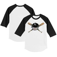 Infant Tiny Turnip White/Black Chicago White Sox Hat Crossbats Raglan 3/4 Sleeve T-Shirt
