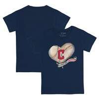 Infant Tiny Turnip Navy Cleveland Guardians Heart Banner T-Shirt