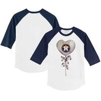 Infant Tiny Turnip White/Navy Houston Astros Heart Lolly Raglan 3/4-Sleeve T-Shirt
