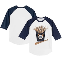 Infant Tiny Turnip White/Navy New York Yankees Hot Bats Raglan 3/4 Sleeve T-Shirt
