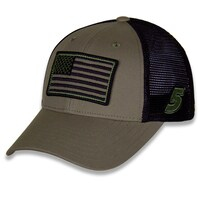 Men's Hendrick Motorsports Team Collection Olive/Black Kyle Larson Tonal Flag Snapback Adjustable Hat