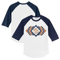 Infant Tiny Turnip White/Navy Houston Astros Prism Arrows Raglan 3/4 Sleeve T-Shirt
