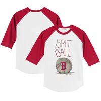 Infant Tiny Turnip White/Red Boston Red Sox Spit Ball Raglan 3/4 Sleeve T-Shirt