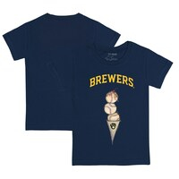 Infant Tiny Turnip Navy Milwaukee Brewers Triple Scoop T-Shirt