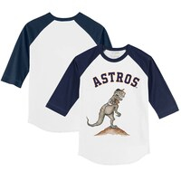 Infant Tiny Turnip White/Navy Houston Astros TT Rex Raglan 3/4 Sleeve T-Shirt