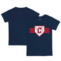 Toddler Tiny Turnip Navy Cleveland Guardians Base Stripe T-Shirt
