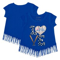 Girls Toddler Tiny Turnip Royal Toronto Blue Jays Baseball Love Fringe T-Shirt