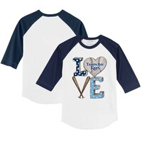 Toddler Tiny Turnip White/Navy Tampa Bay Rays Baseball Love 3/4-Sleeve Raglan T-Shirt
