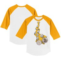 Toddler Tiny Turnip White/Gold San Diego Padres Baseball Tie 3/4-Sleeve Raglan T-Shirt