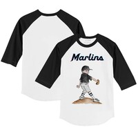 Toddler Tiny Turnip White/Black Miami Marlins Clemente 3/4-Sleeve Raglan T-Shirt